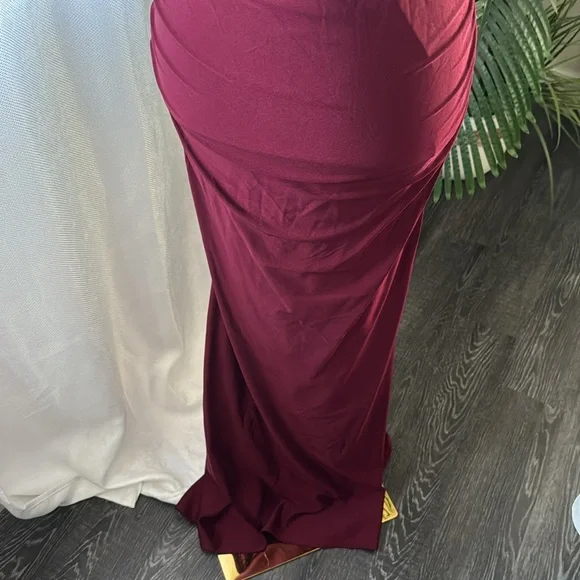 La Femme Off Shoulder Trumpet Gown, Wine color, Size 10, $328